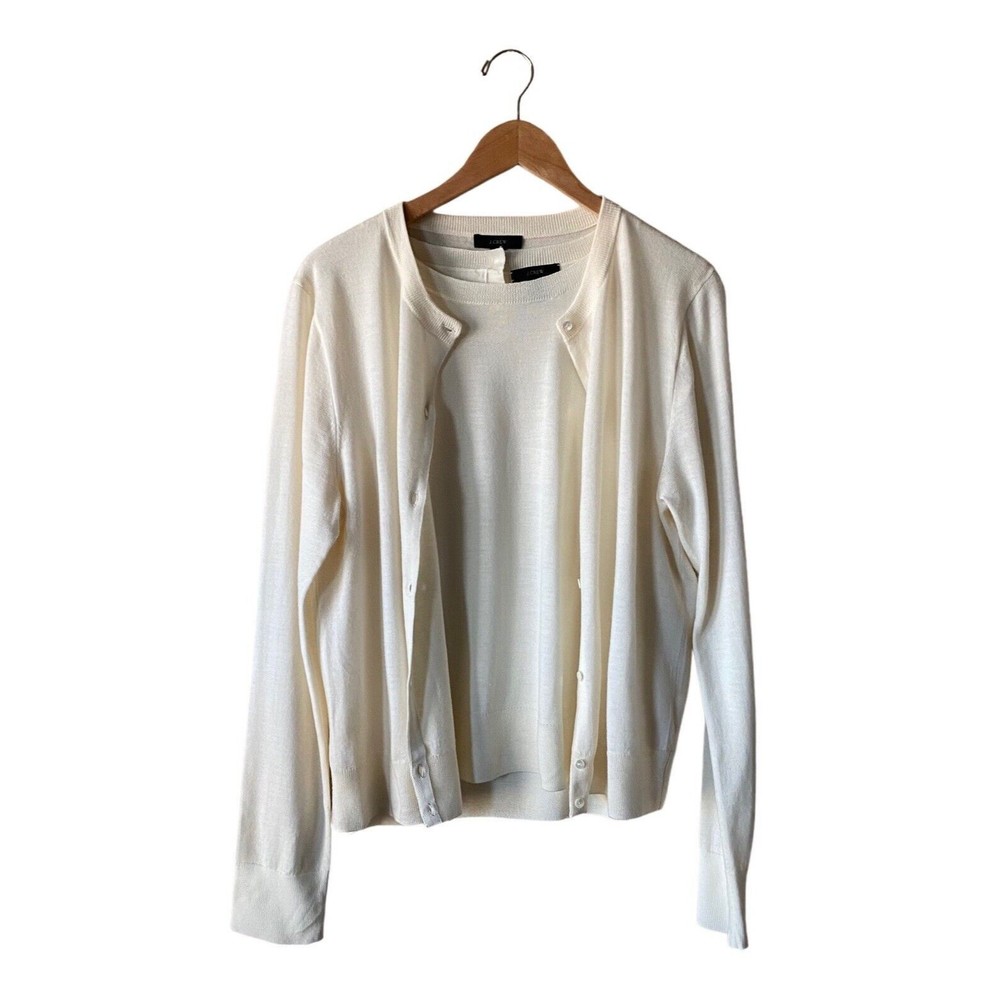 J. Crew 100% Merino Wool Sweater Set | Cream | Size XXL